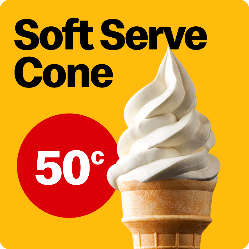 Soft serve cone 50 cents, loose change menu 