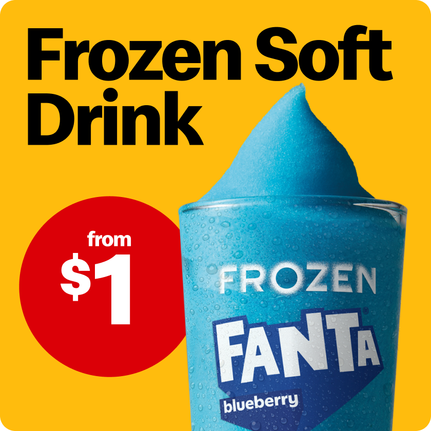 Frozen Soft Drink $1, loose change menu 