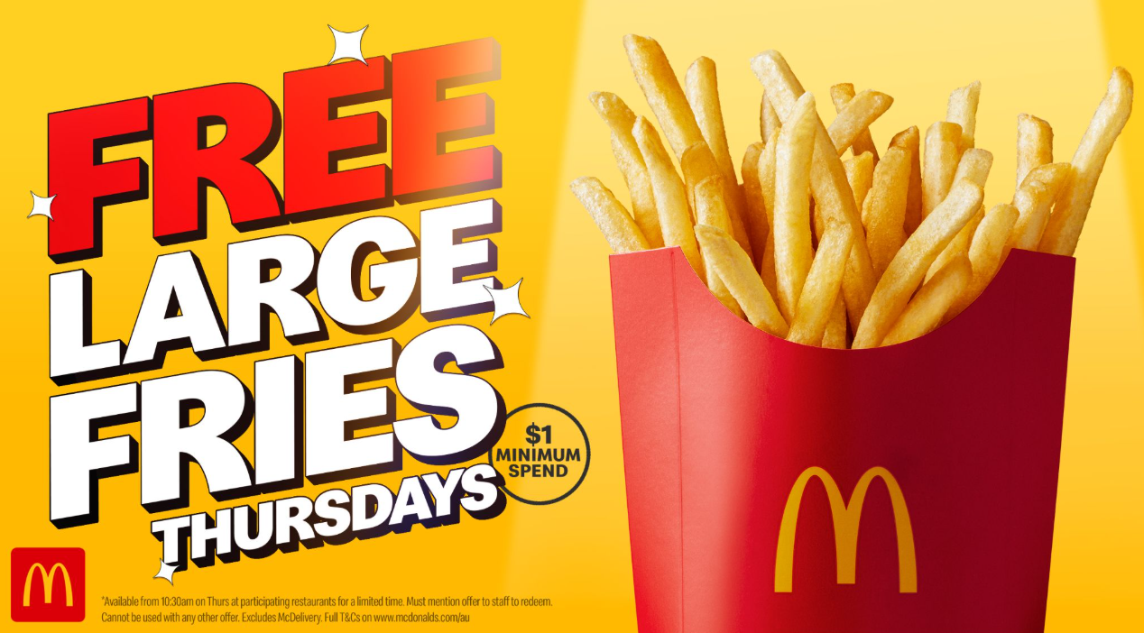 Free large fries Thursday Wollongong