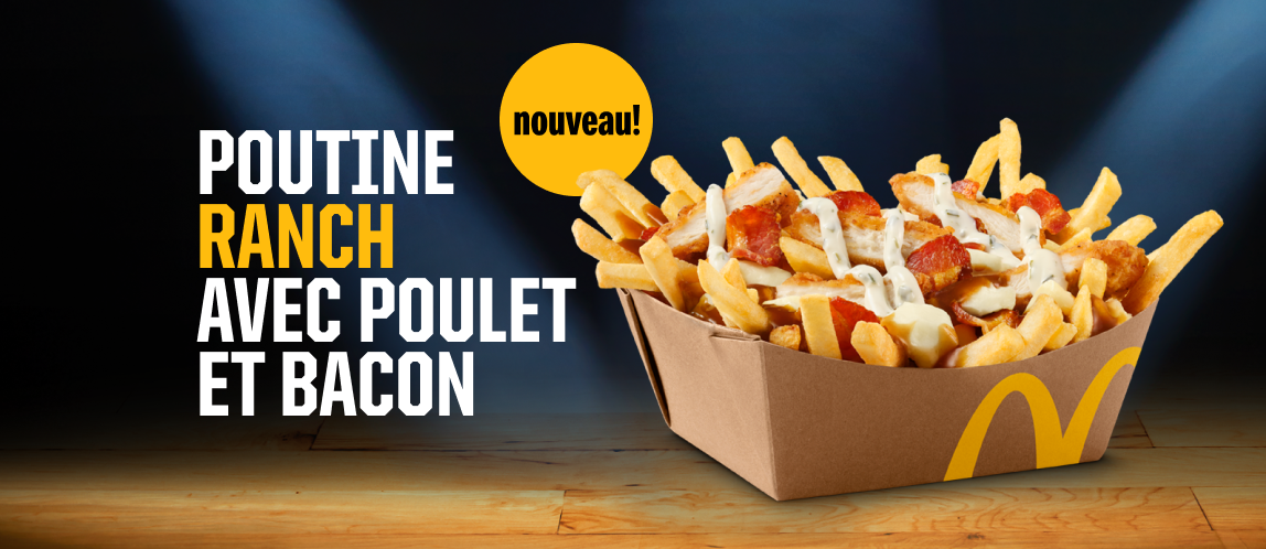 Poutine ranch avec poulet et bacon