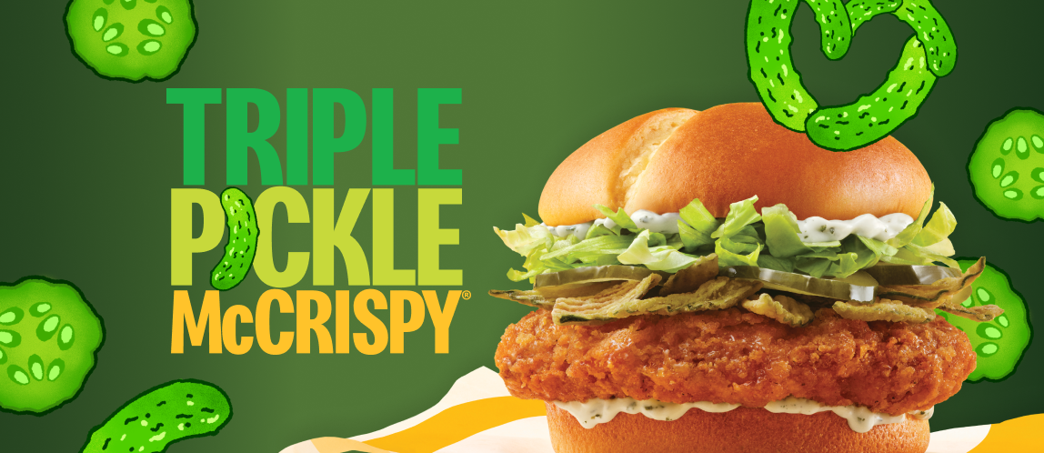 A close-up image of a Triple Pickle McCrispy