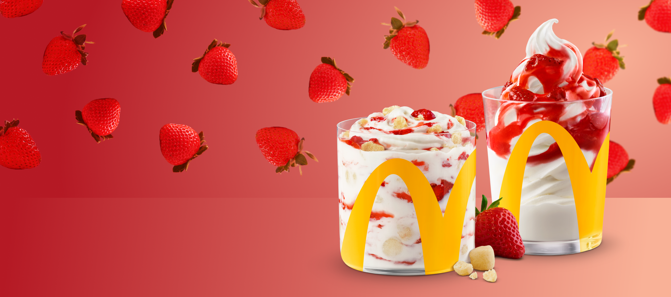 McFlurry® gâteau au fromage et fraises et de la Coupe glacée aux fraises