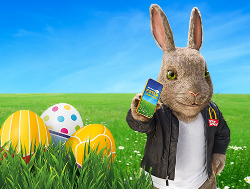 Abbildung Osterhase mit Smartphone 