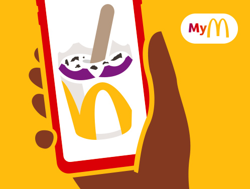 Icon einer Hand mit Handy, darin abgebildet ein McFlurry®-Icon