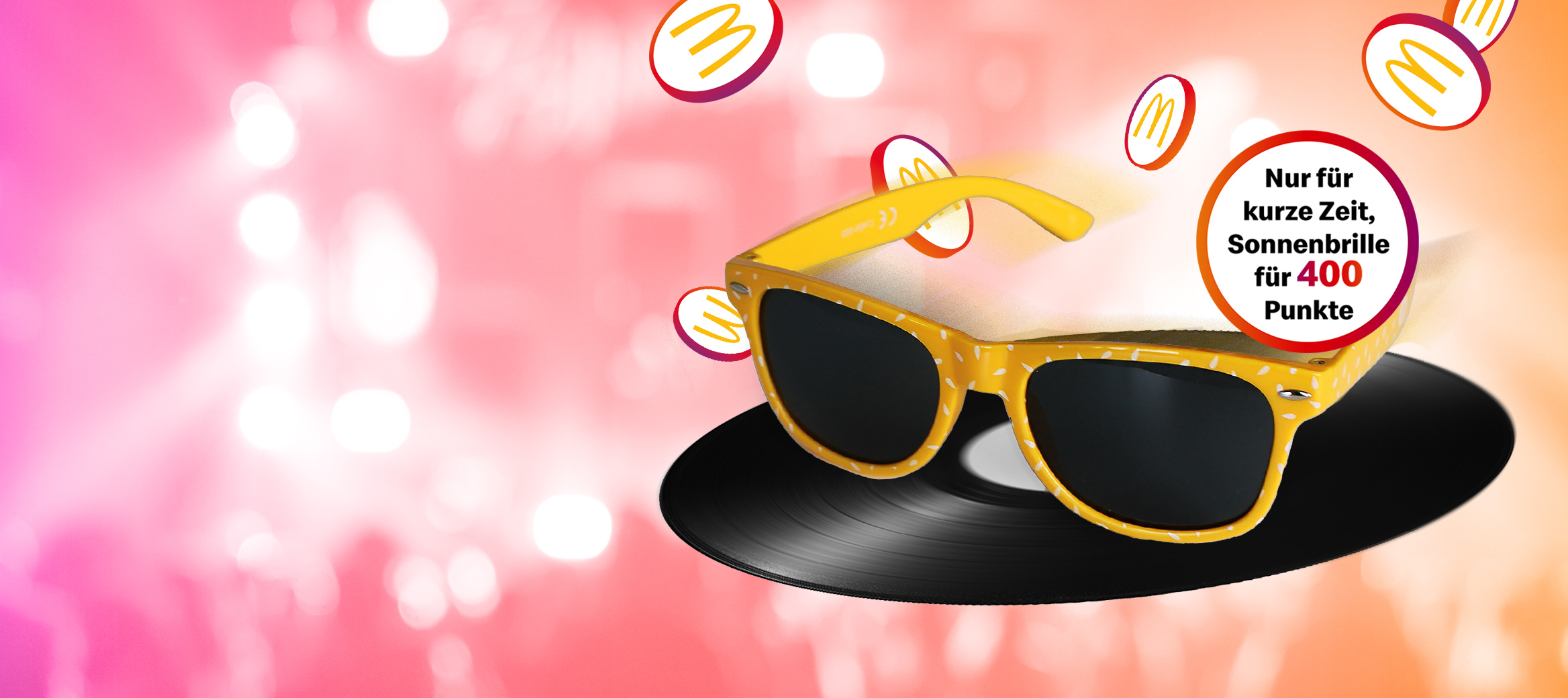 McDonald’s Sonnenbrille mit Hinweis-Störer „Nur für kurze Zeit, Sonnenbrille für 400 Punkte“