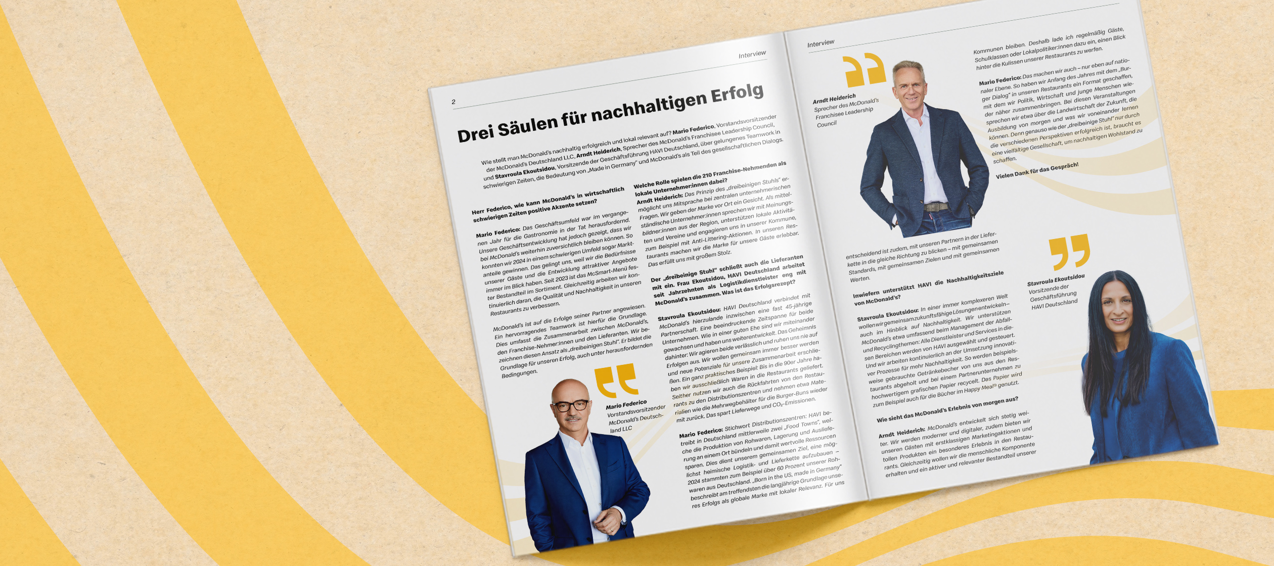 Abbildung zweier Seiten aus dem Nachhaltigkeitsbericht zum Thema Team