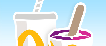 Icons des Cold Cup mit Papierstrohhalm und des McFlurry mit Holzlöffel
