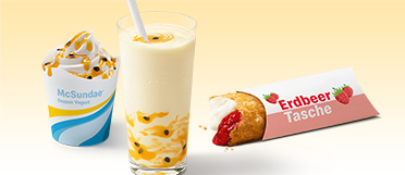 McSundae® Frozen Yogurt mit Passionfruit-Sauce, den McMilchshake Vanille mit Passionfruit-Sauce oder auch die Erdbeer-Creamcheese Tasche