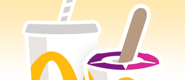 Icons des Cold Cup mit Papierstrohhalm und des McFlurry® mit Holzlöffel