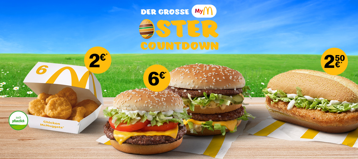 Keyvisual des McDonald's Ostercountdowns: Abbildung der Angebote