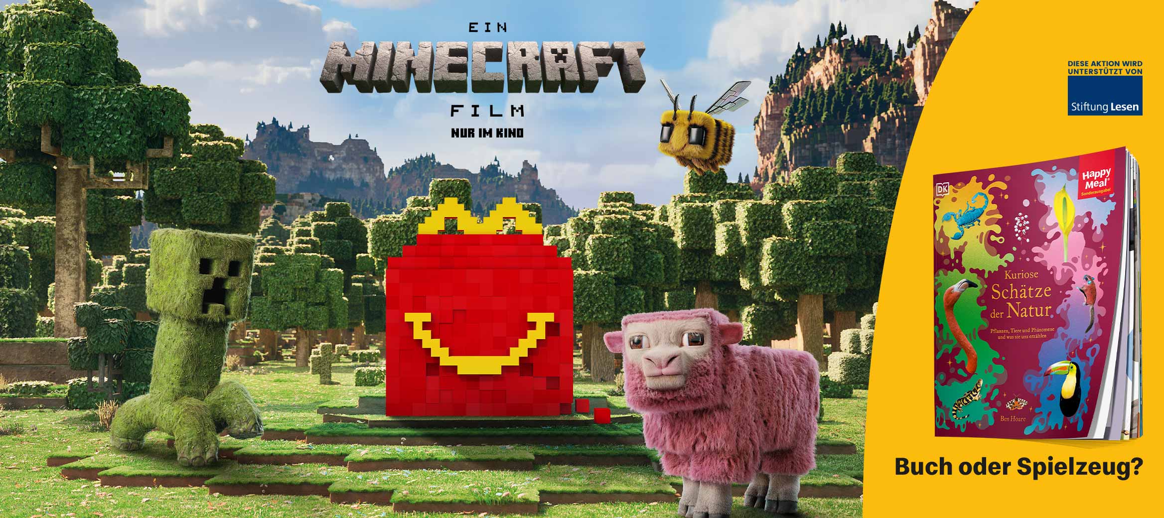 Gezeigt wird eine Tüte, mit typisch Minecraft Block-Elementen.