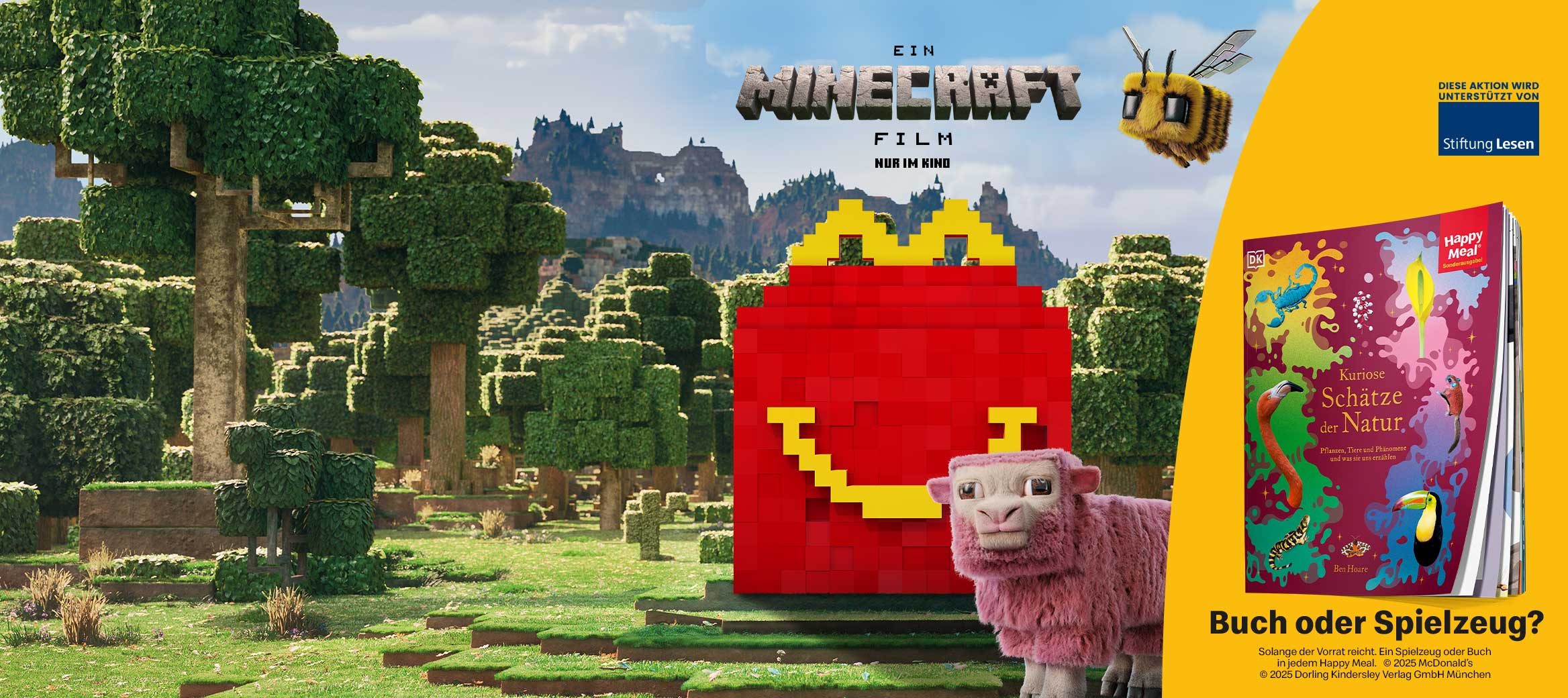 Gezeigt wird eine Tüte, mit typisch Minecraft Block-Elementen.
