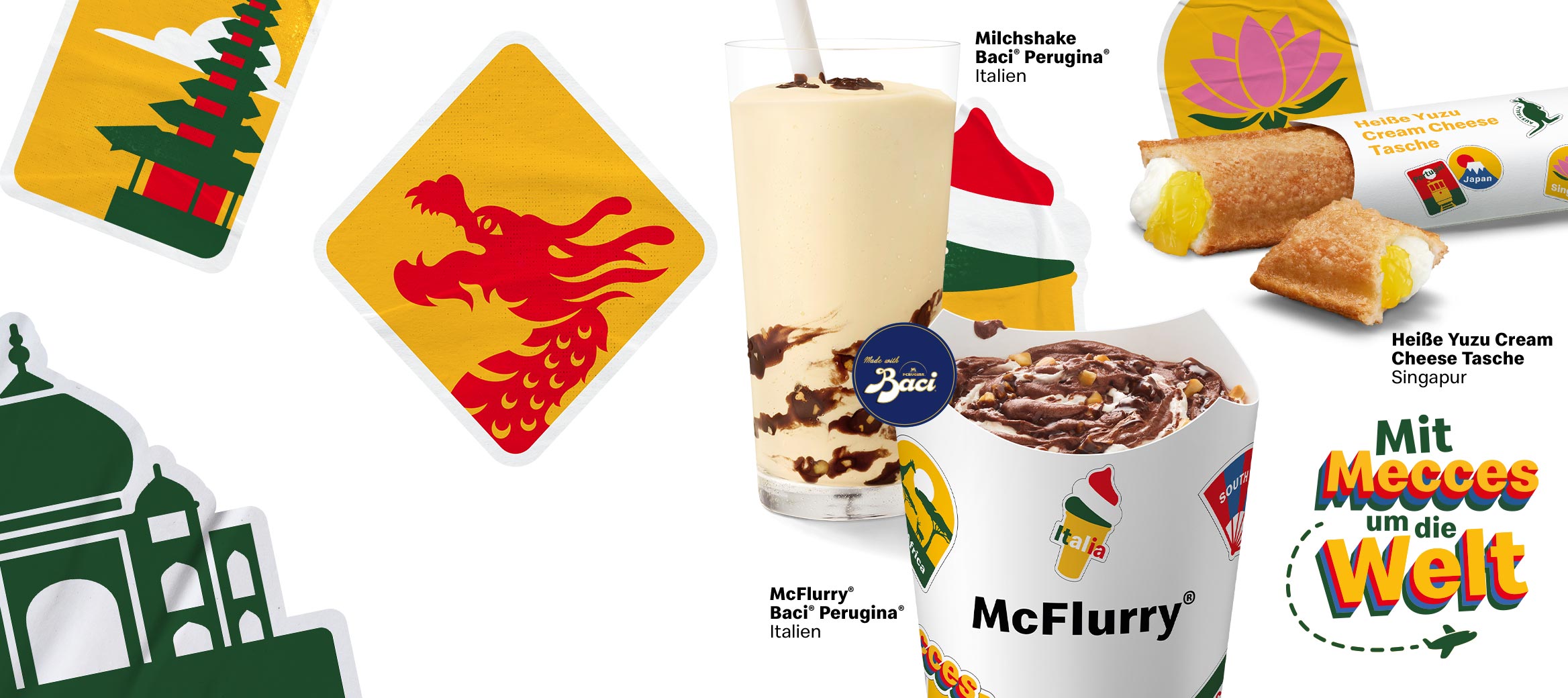McFlurry Baci® Perugina® aus Italien, Milchshake Baci® Perugina®, Heiße Yuzu Cream Cheese Tasche aus Singapur