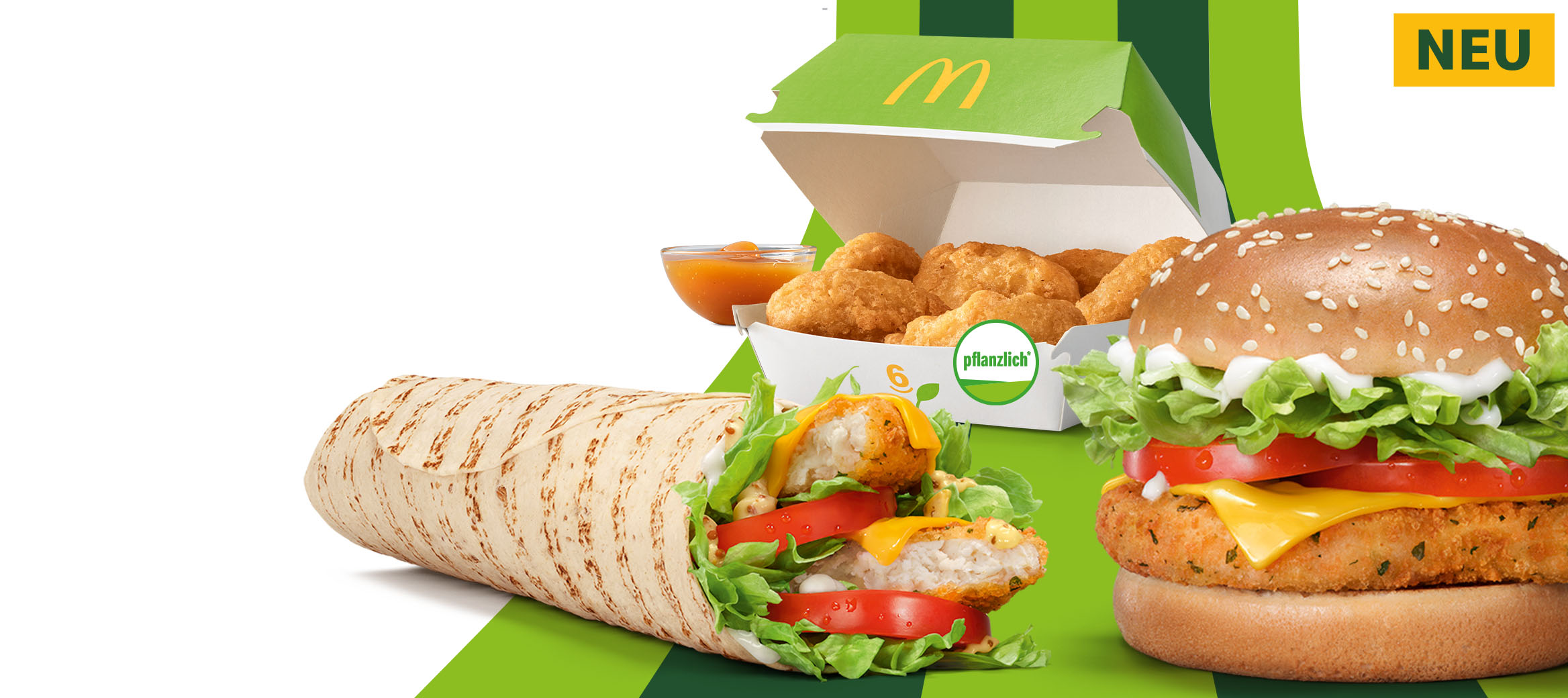 Probiere jetzt unsere vegetarischen Leckerbissen in echter McDonald’s Qualität.