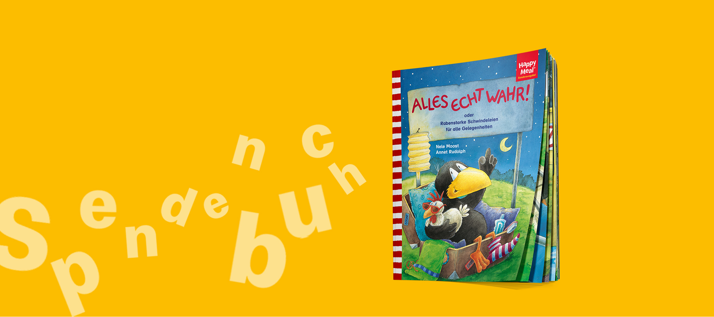 Kinderbuch-Cover zeigt Rabe Socke mit Huhn in der Hand. Titel: Alles echt wahr.