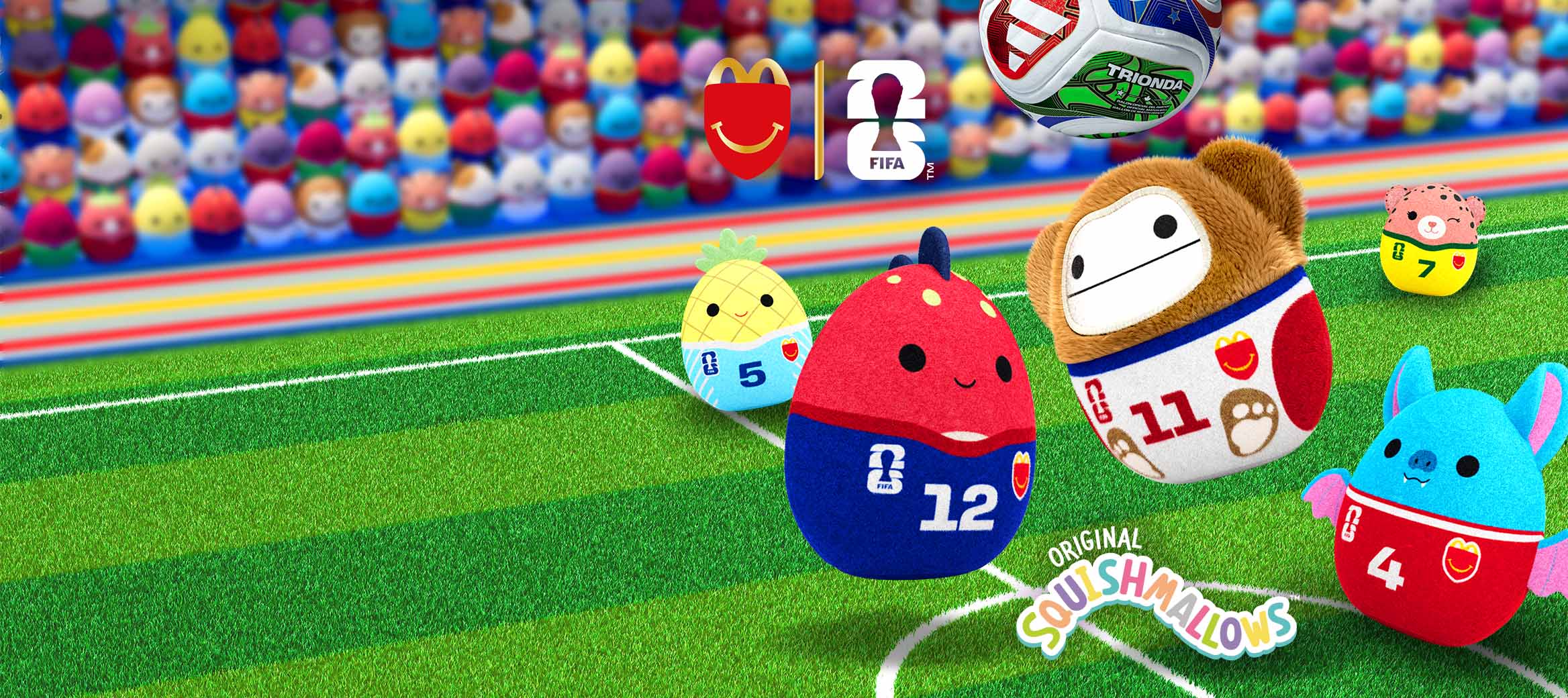 Entdecke 1 von 12 FIFAxSquishmallows Kuschelfiguren. Jetzt zum Sammeln und Spielen.