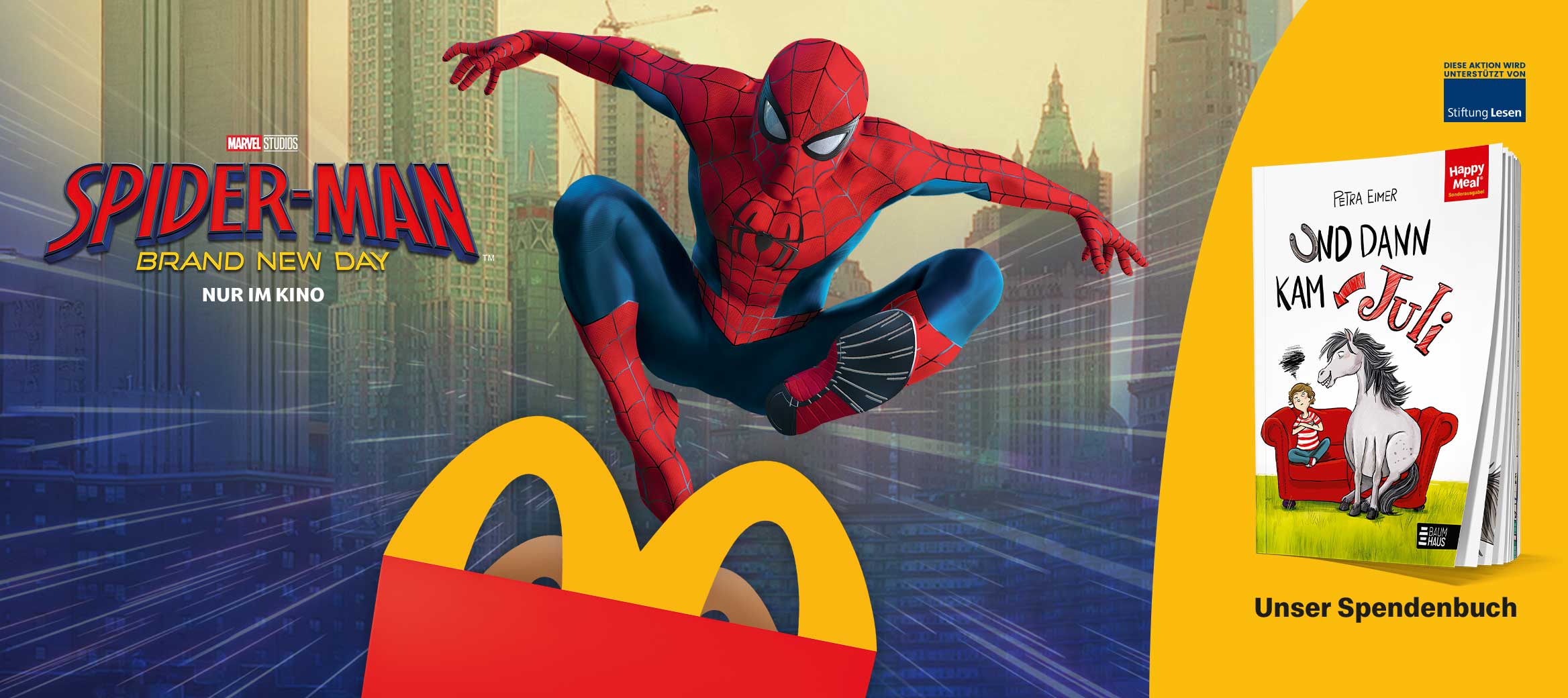 Aktuelles Happy Meal in Deutschland mit Spider-Man Backpacks im Juli 2026