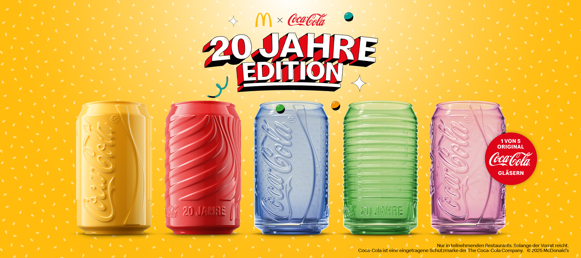 Die Coca Cola Gläser in der 20 Jahre Edition