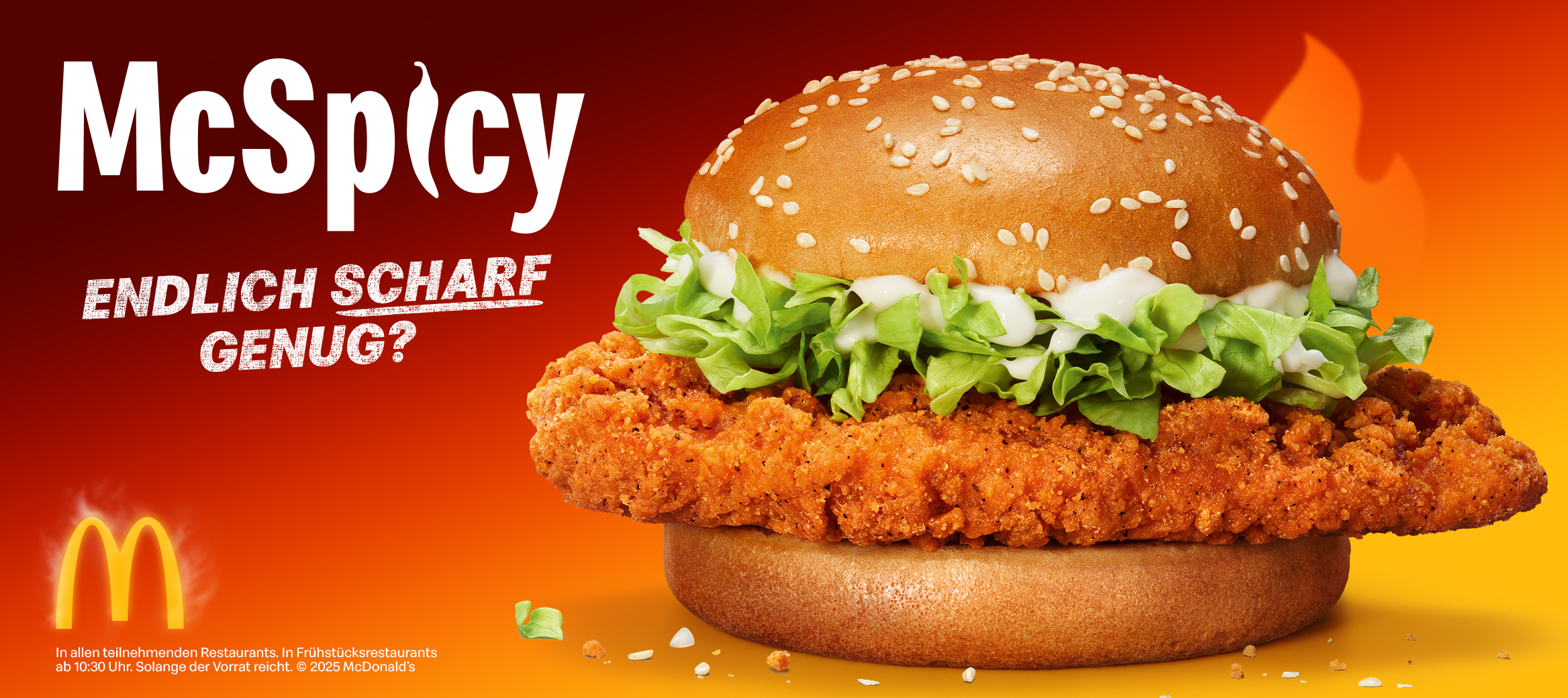 Abbildung des neuen McSpicy mit der Frage: Endlich scharf genug?