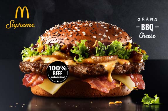 100 % Rindfleisch und Hofmilchkäse aus Deutschland, 100 % McDonald‘s Geschmack. Life is GRAND mit McDonald’s Supreme.