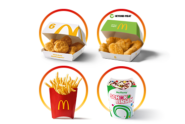 6 Chicken McNuggets®, 6 McPlant® Nuggets, Pommes Frites groß, McFlurry® deiner Wahl