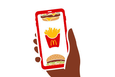 Pommes und Burger auf einem Smartphone-Screen