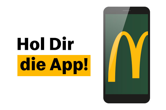 Abbildung Smartphone und Schrift "Hol dir die App"
