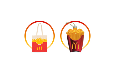 Abbildung exklusive Prämien McDonald’s Tasche,  McDonald’s Weihnachtskugel
