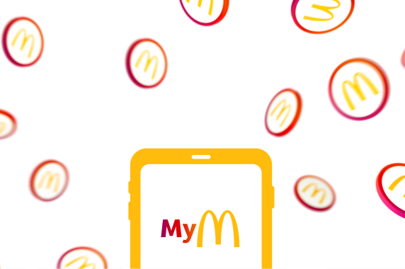 Punkteregen um Handy mit MyM Logo