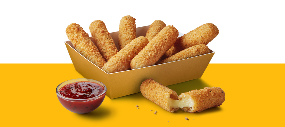Mozzarella Dippers Sharebox® on a yellow shelf