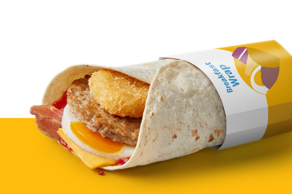 The Breakfast Wrap on a yellow shelf