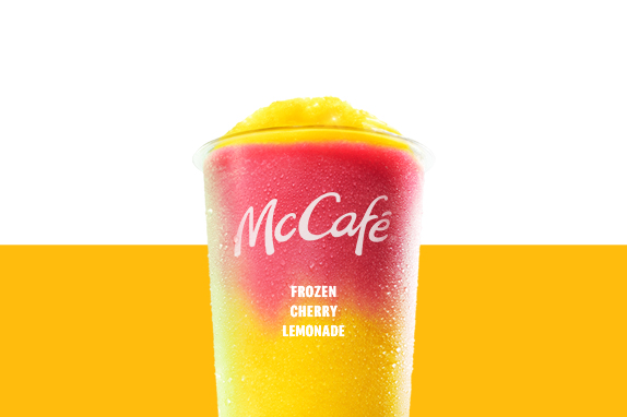 Frozen Cherry Lemonade on a yellow shelf