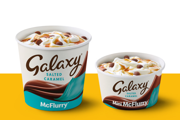 Image of the Galaxy® Salted Caramel McFlurry® on a yellow and white background