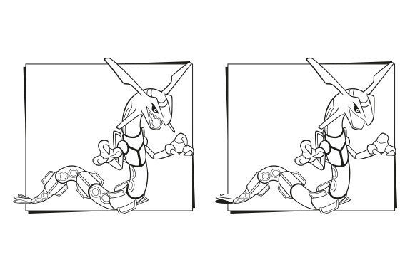 Pokemon characters outlined in black in boxes 