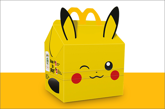 Pikachu com tema Happy Meal Box