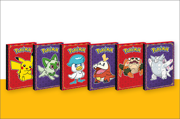 Pikachu, Sprigatito, Quaxly, Fuecoco, Klawf and Cetitan card packs. 