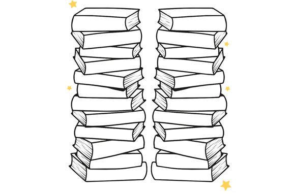 Two piles of books