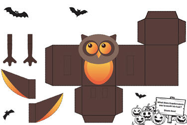 A disassembled 3D owl to be put together. 