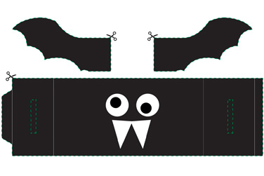 Disassembled bat with teeth and funny eyes.  