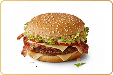 Big Tasty with bacon burger on a white background.