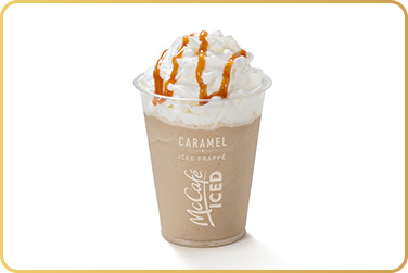 Caramel Iced Frappe on a white background