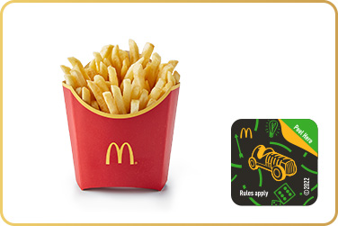 Fries beside single game piece