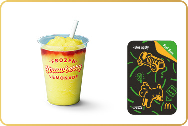 Frozen Strawberry Lemonade beside Two Game pieces