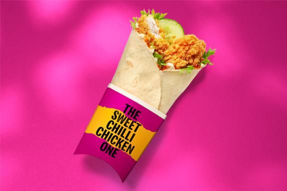 The Sweet Chilli Chicken One on a pink background.