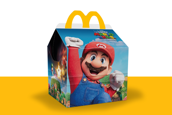 Super Mario on a Happy Meal box.