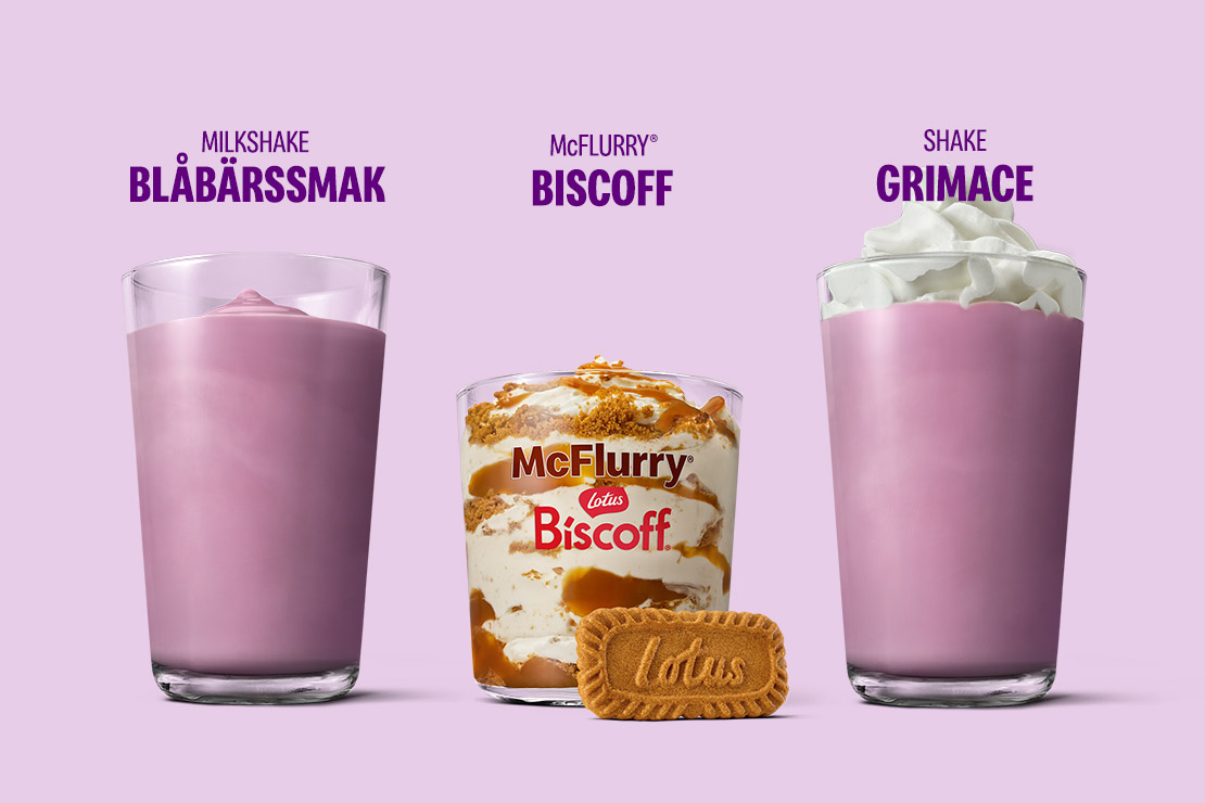 McFlurry Biscoff, Grimace Shake och Milkshake Blåbärssmak