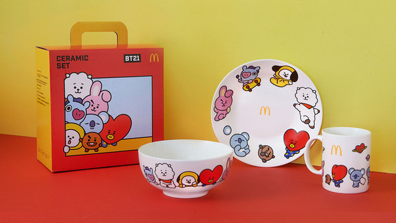 HOT! 麥當勞「BT21陶瓷餐具三件組」1月12日上午11時開賣，全台限量7萬組：