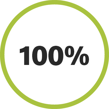 100% in green circle.