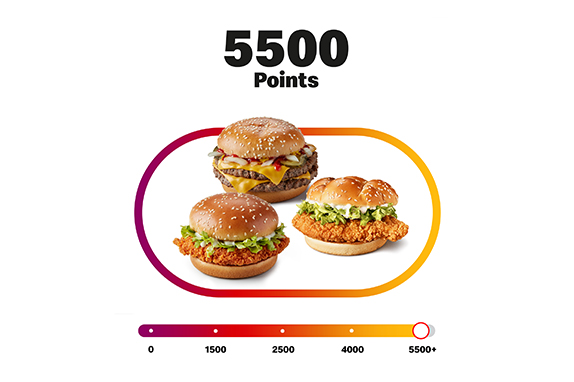 My McDonald’s Rewards points bar with 5500 points with McSpicy®, McCrispy or a Double Quarter Pounder with Cheese.