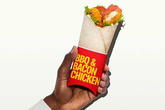 The BBQ & Bacon Chicken One against a red background. 